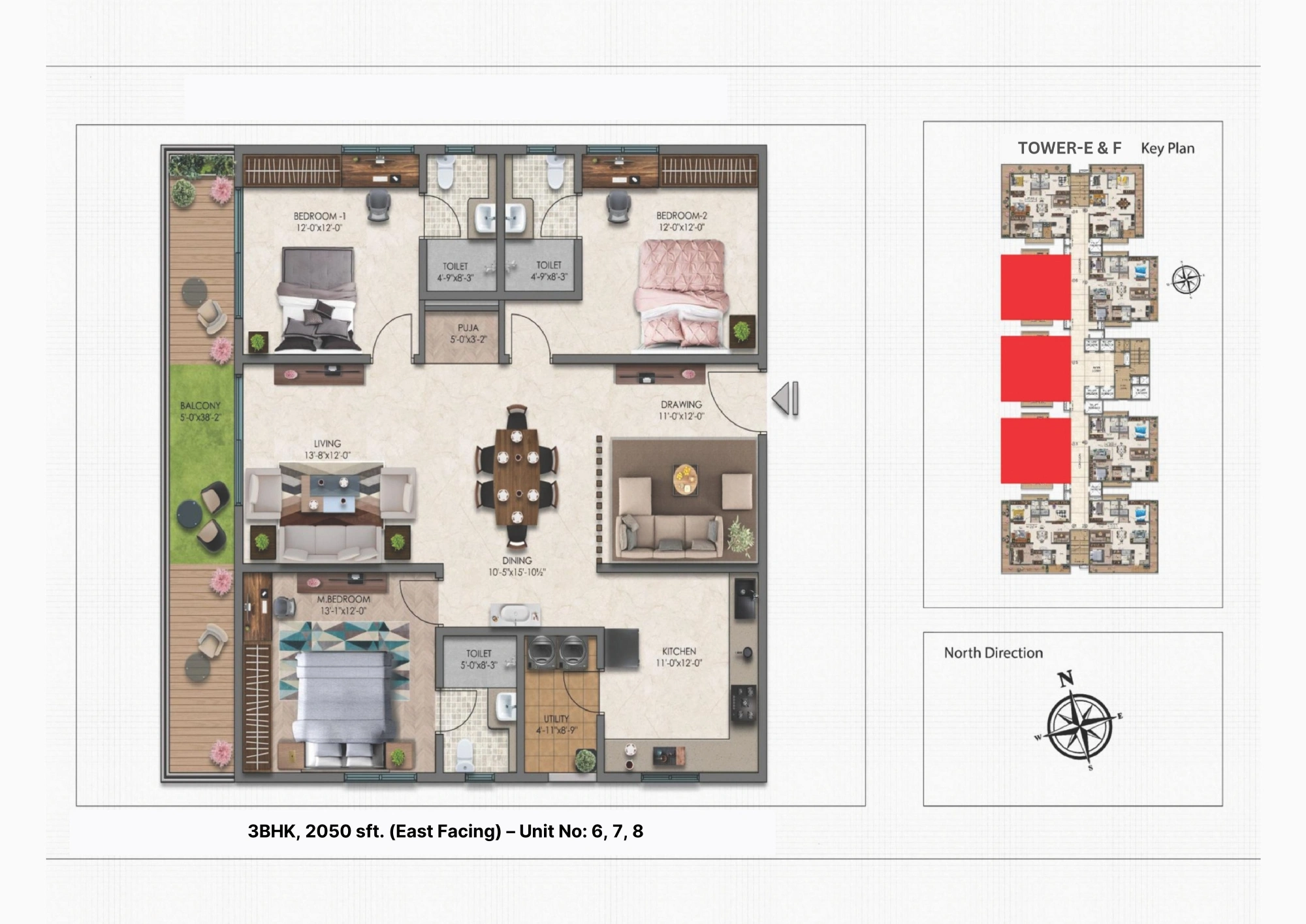 Luxurious Flats in Kokapet – Moonglade 2050 Sq. Ft. Floor Plan