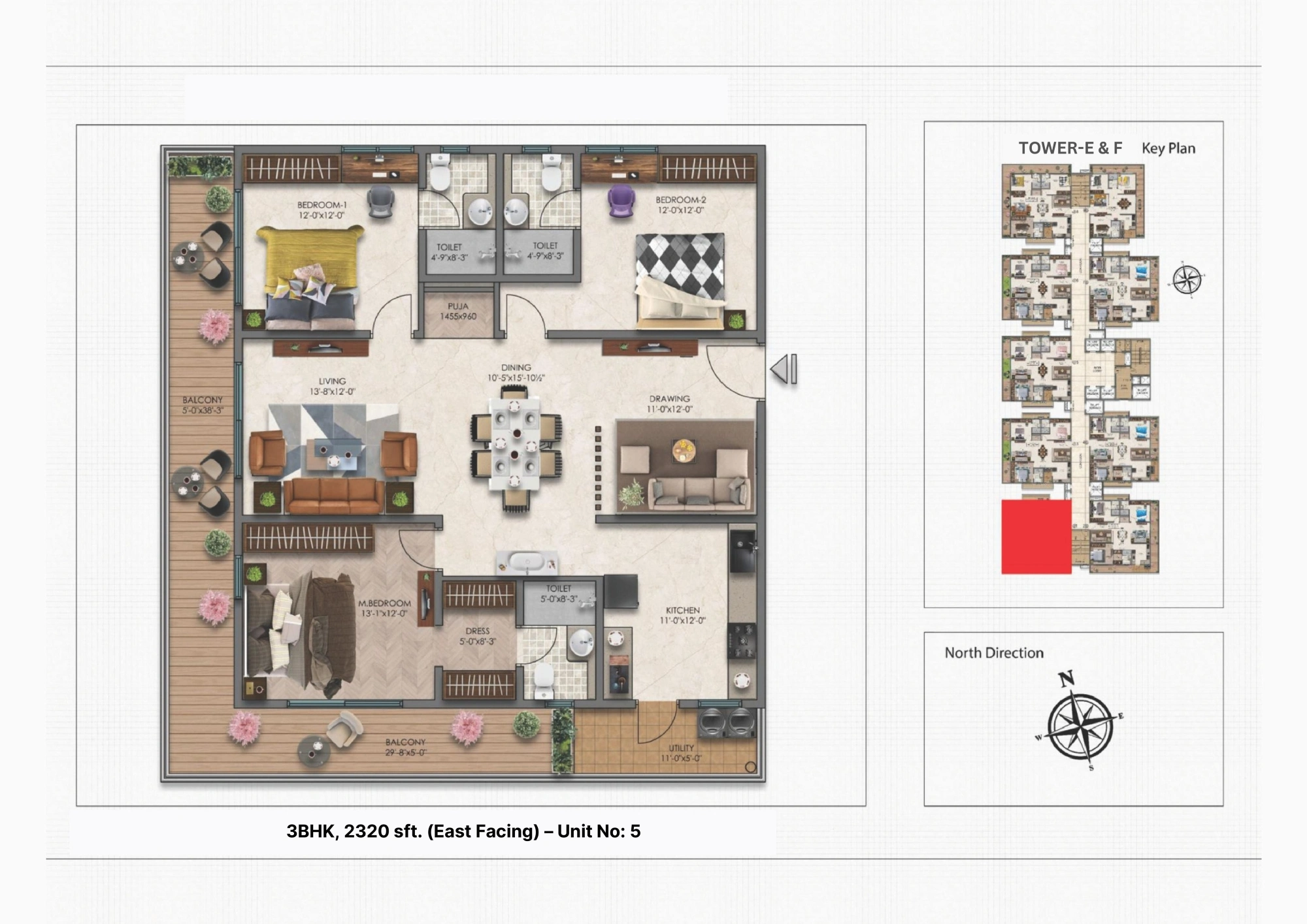 Luxurious Flats in Kokapet – Moonglade 2320 Sq. Ft. Floor Plan