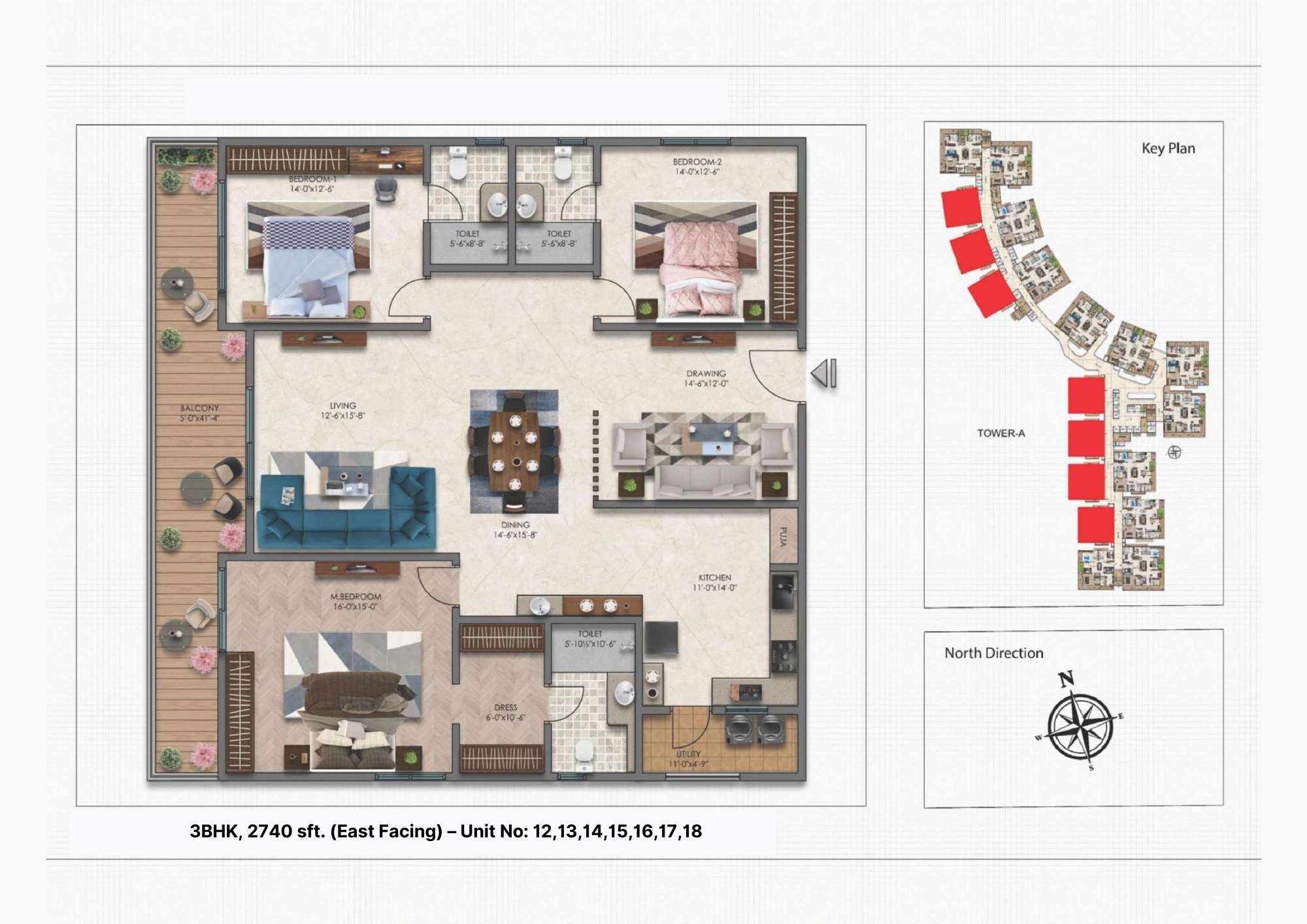 Luxurious Flats in Kokapet – Moonglade 2740 Sq. Ft. Floor Plan