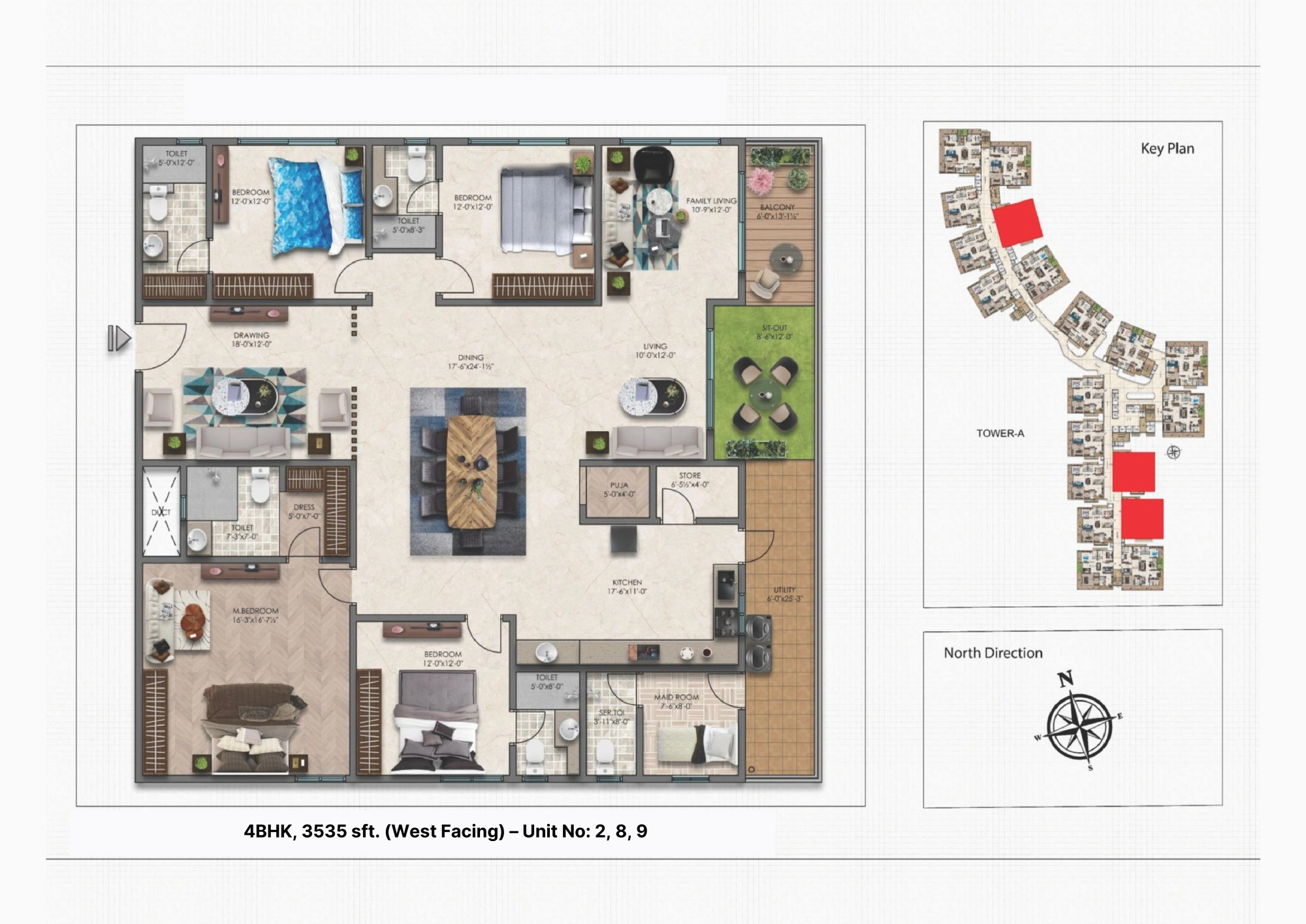 Luxurious Flats in Kokapet – Moonglade 3535 Sq. Ft. Floor Plan