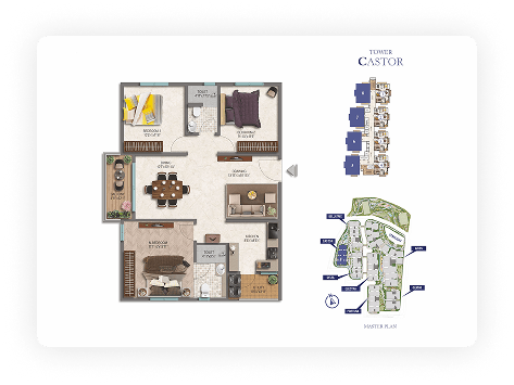 3BHK, 1400 sft. (East Facing)